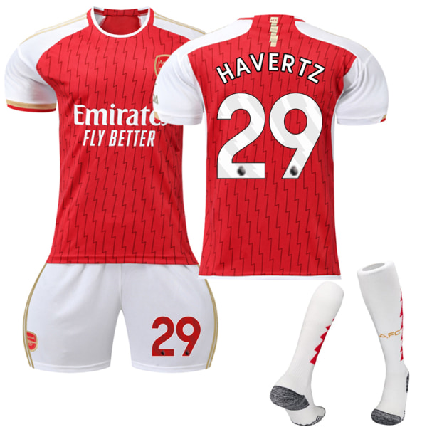 23 og 24! Arsenal Home Kids Football Kit med sokker nr. 29 Havertz 28