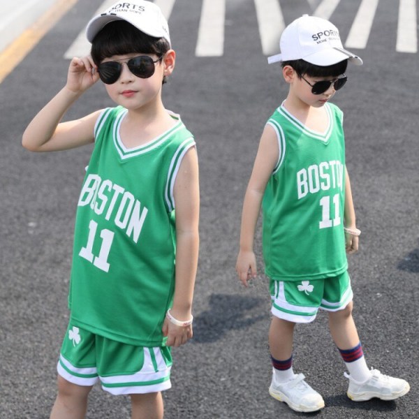 Basketball sportstøj børn træningstøj vest + shorts green 140cm