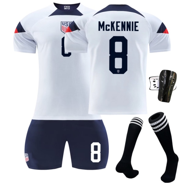 2223 World Cup America Home Fodboldtrøje Børnefodboldtrøje McKennie nummer 8 med sokker Beskyttelsesudstyr 2xl