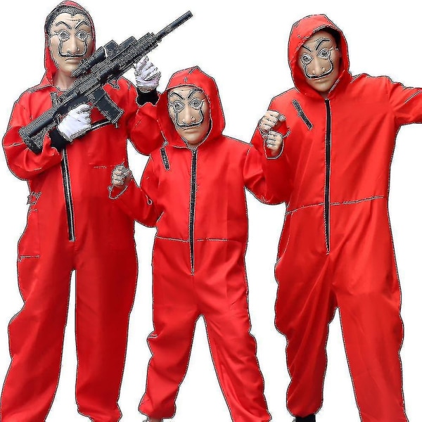 Lasten aikuisten La Casa De Papel Halloween-asu naamiolla Set_m Kids 145