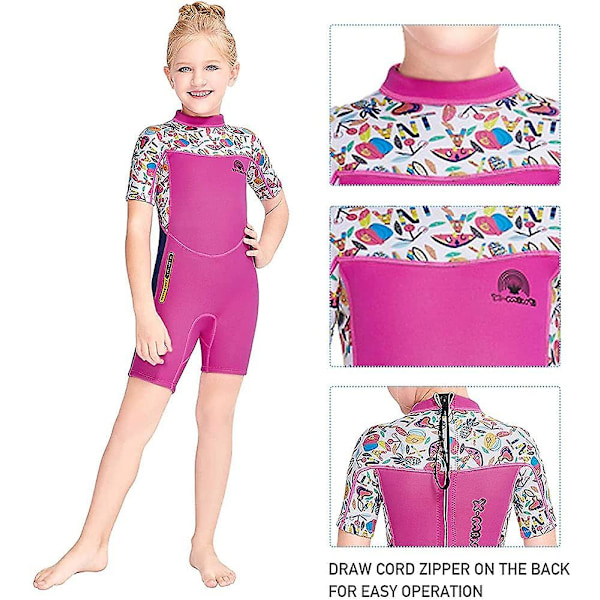 Shorty termisk badedrakt for småbarn Pink L