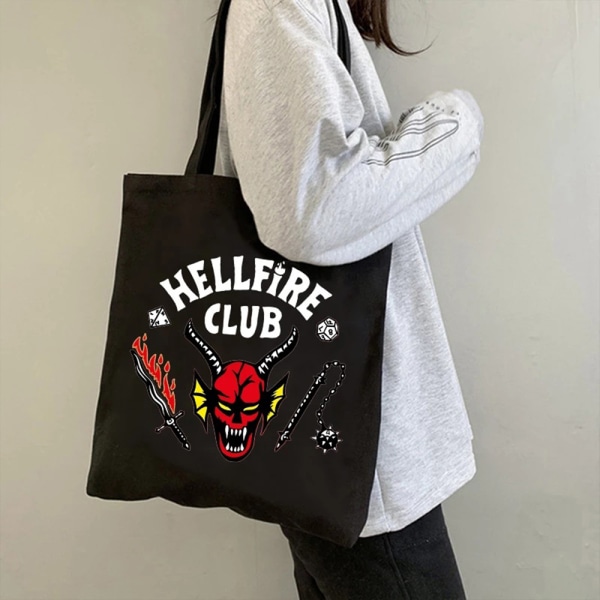 Stranger Things 4 Canvas Tote Bag Dame Daily Portable Shopping Black