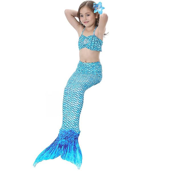 Kids Mermaid Tail Bikini Sæt Badedragt til badetøj