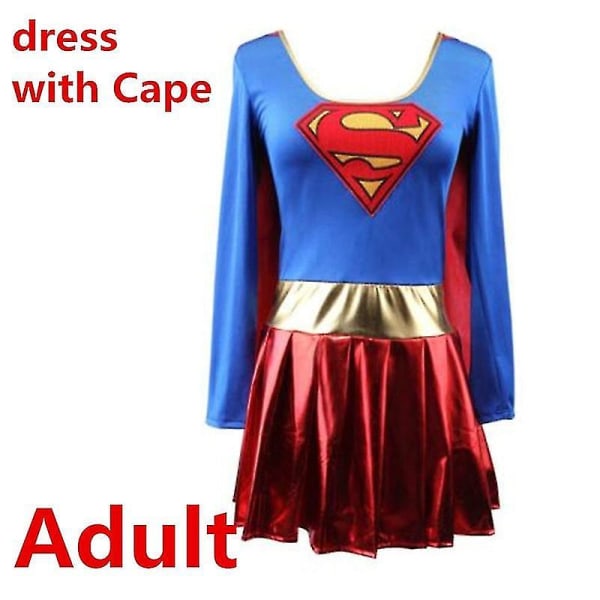 Voksne Barn Superhelt Cosplay Kostymer Super Jente Kjole Skotrekk Kostyme Superwoman Dress Dame Supe Adult dress