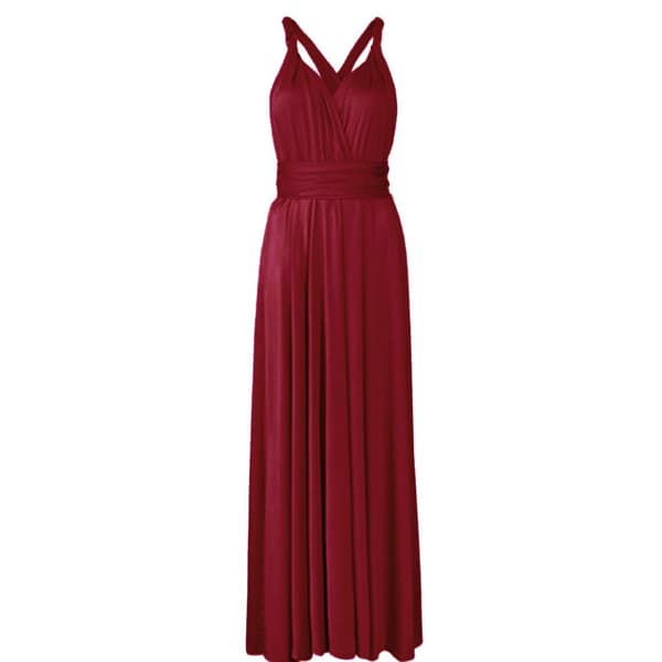 Dambandage Multi Way Wrap Convertible Maxiklänning Brudtärna Wine Red L