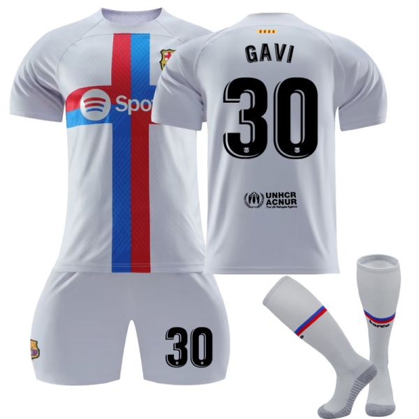 22-23 Barcelona fotballdrakter trøye bortetrening T-skjortedrakt GAVI 30 Kids 26(140-150CM)