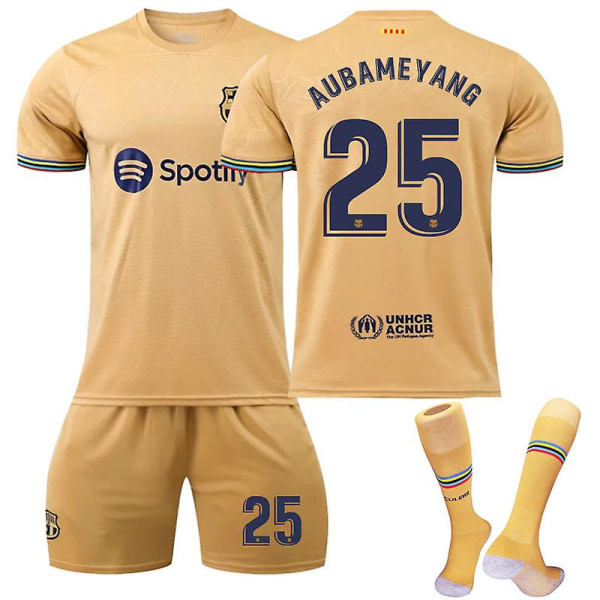 22-23 Barcelona Away #25 Aubameyang T-shirt fodbolduniform sæt 24