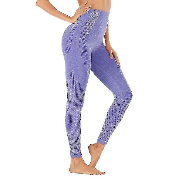 Kvinnor Seamless eggings Byxor Hög midja träning Gym Booty Butt ifting Byxor Strumpbyxor Kvinna Running-c Purple L
