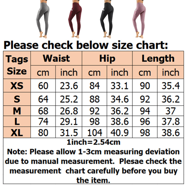 Kvinnor High Waist Yoga Byxor Fitness Leggings Löp Gym Stretch Claret,XL