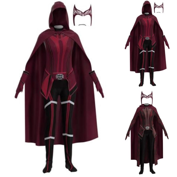 Scarlet Witch Kostym Outfit Halloween Cosplay Party Finklänning 2 160