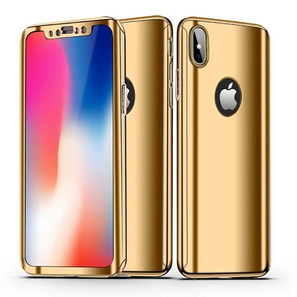 Full 360 Hybrid Gold Mirror Effect and Tempered Glass Case For iPone Xs MAX