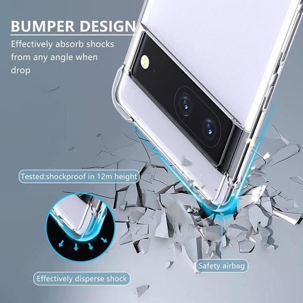 Silicone Case Reinforced Angles + Glass Screen Protector For Google Pixel 7 5G Little Boutik® Shockproof Protection Transparent