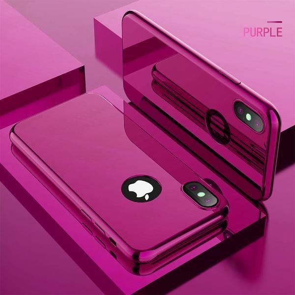 Full 360 Purple Mirror Effect Hybrid Case and Tempered Glass For iPone Xs MAX