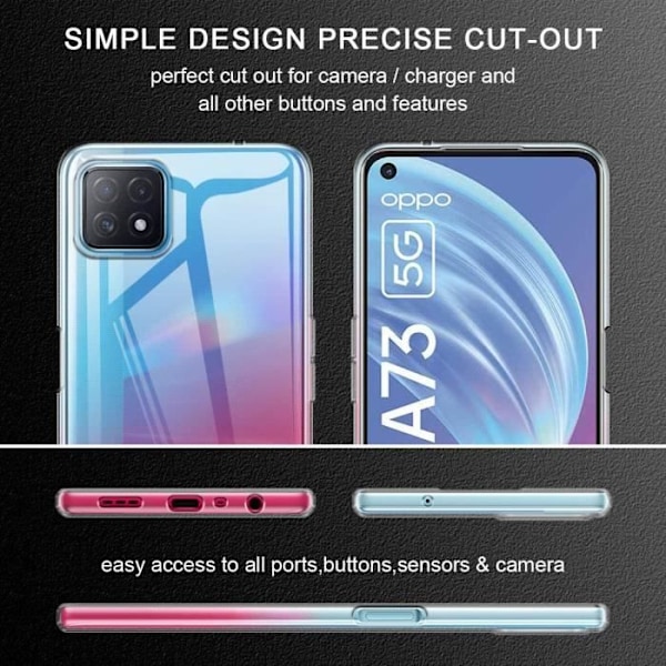 Transparent TPU Silicone Case + 2 Tempered Glasses For Oppo A73 5G Little Boutik Color :