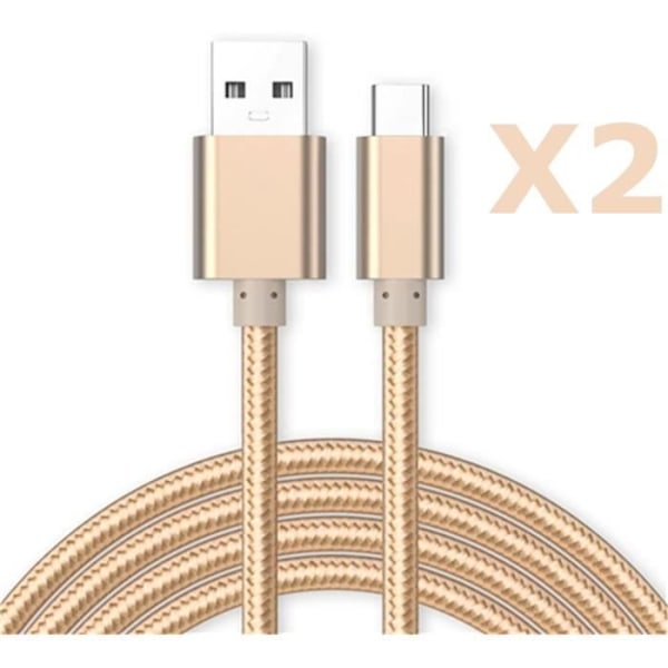 Reinforced Nylon Micro USB Cable Length 2M Gold Color X2 Little Boutik