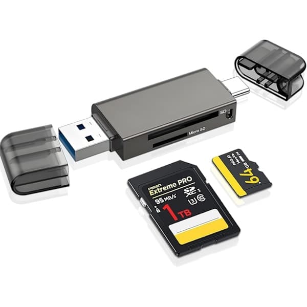 2-in-1 Lightning + USB-C SD-kortinlukija iPhonelle V 2-in-2 Lightning + USB C Card Reader