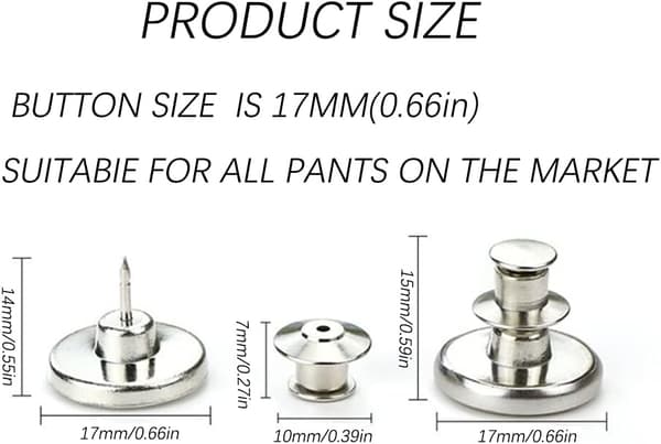 Avtakbare jeansknapper 10-pakning Sølv Perfect Fit-knapp 24 Silver