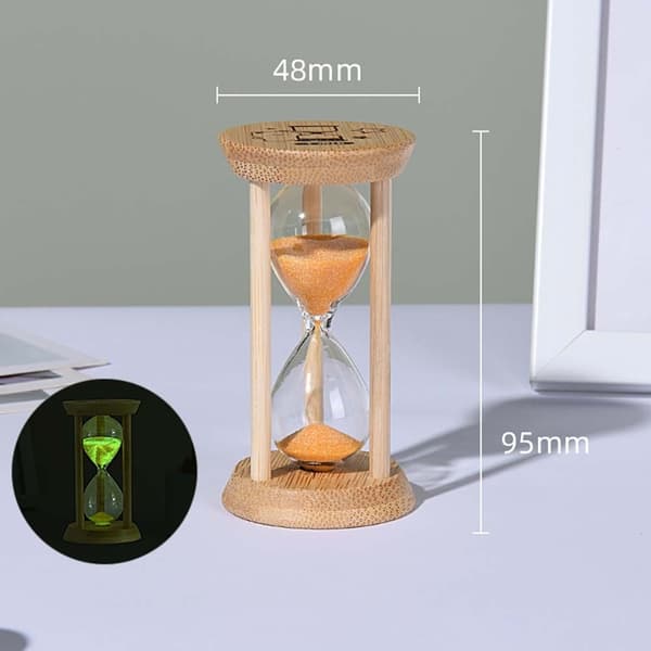 Mini Lysende Timeglass - 1 Minutt Oransje Sandtimer med Treramme 55