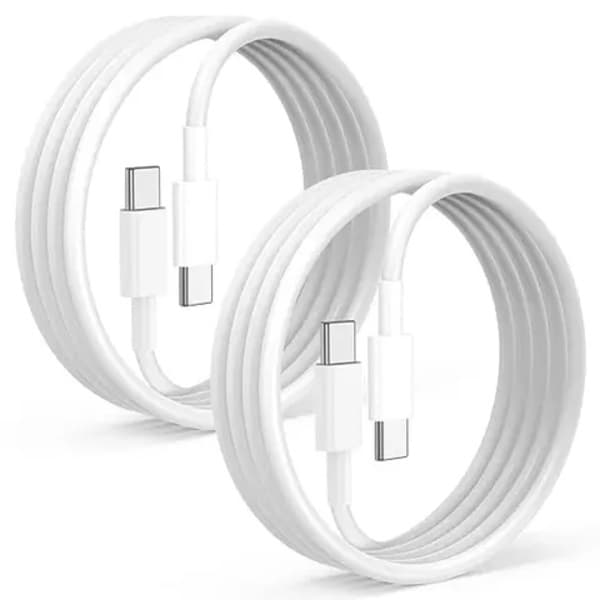 2-pak 2m iPhone 15 / 16 / 17 Oplader USB-C Til USB-C Kabel Hvid Hvid