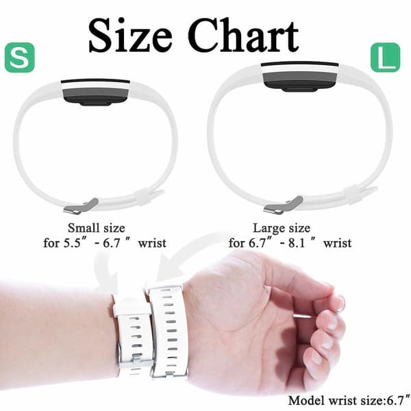 Fitbit Charge 2 armband silikon 3-pack (S) Svart/Grå/Vit 56 Black/Gray/White