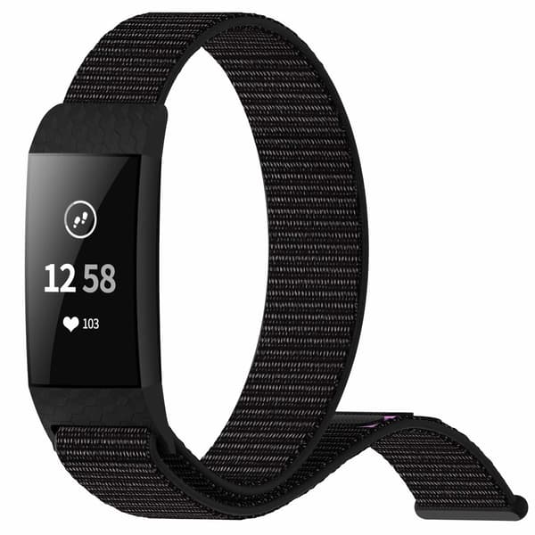 Fitbit Charge 3/4 rem nylon Sort 7