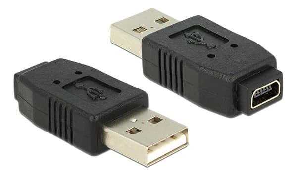 Adapter USB 2.0 A han > mini USB B 5-polet hun 8 Svart