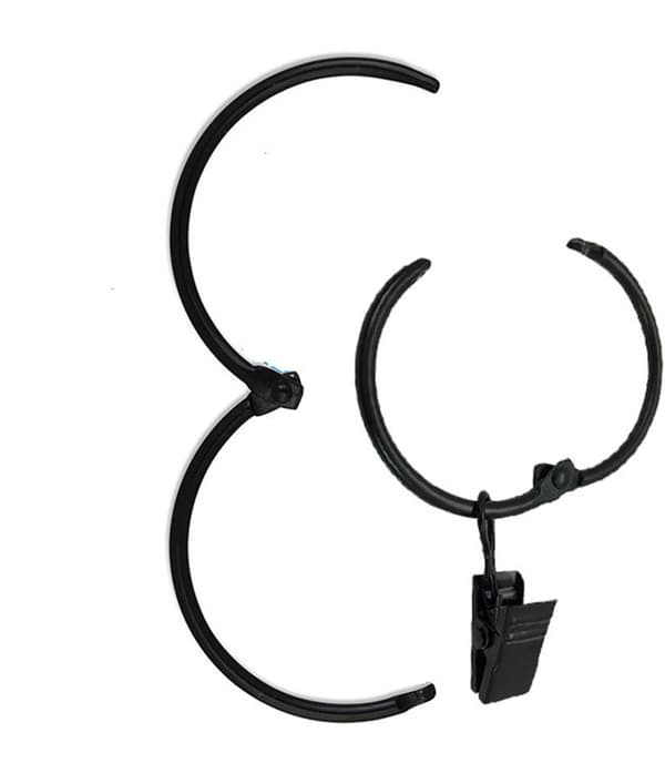Gardinringe med clips sort 20 stk 189