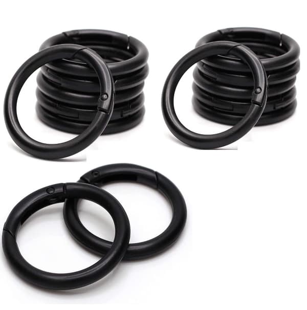 Rund karabinhage / åbne ringe 15-pak Sort 49 Black