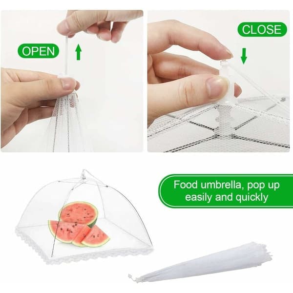 Mattskydd Mattält, 3-pack Vikbart Mattskydd i Mesh, Pop-up Myggnät för Flugor, Insekter, Myggor (Vit, 12 Tum)