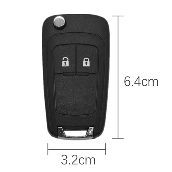 Sammenfoldelig bilnøglehus til Buick/Opel/Chevrolet 2 knapper Sort 41 Black
