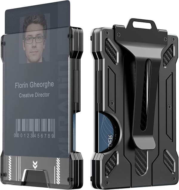 RFID-kortholder til 6 kort og ID-kortholder med klips Sort 100 Black