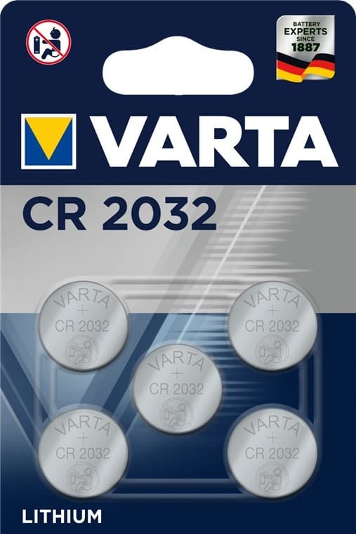 CR2032 (6032) batteri, 5 st. i blisterförpackning 3 Metallisk