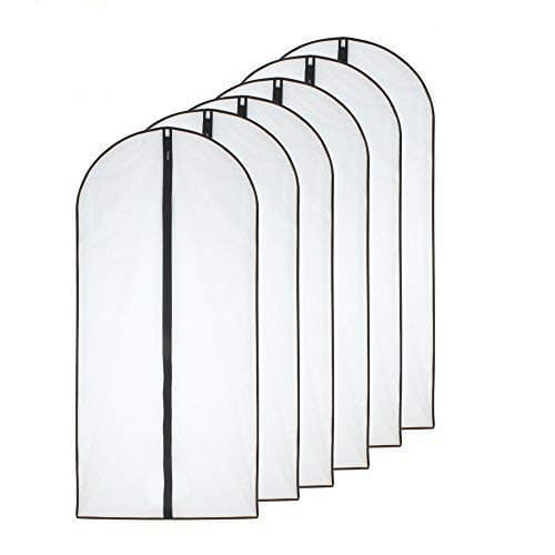 Mothproofa Klädväskor 60 x 100 cm (24' x 40') Svart Sida Andningsbara Transparenta Dragkedjeväskor för Klädförvaring (6-pack)-FS-