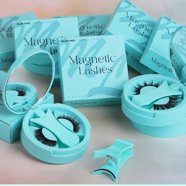 Magnetiske øjenvipper sæt - Mintgrøn integreret æske model 3 56