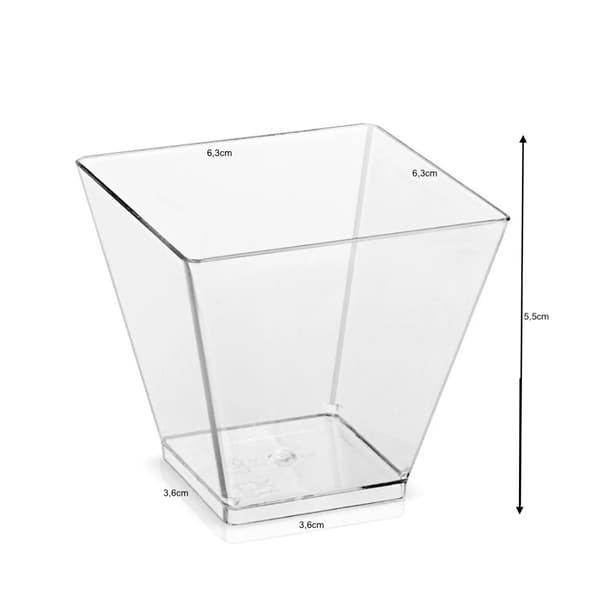 50-pakning - Firkantede plastkopper – 120 ml, serveringskopper for dessert, mousse