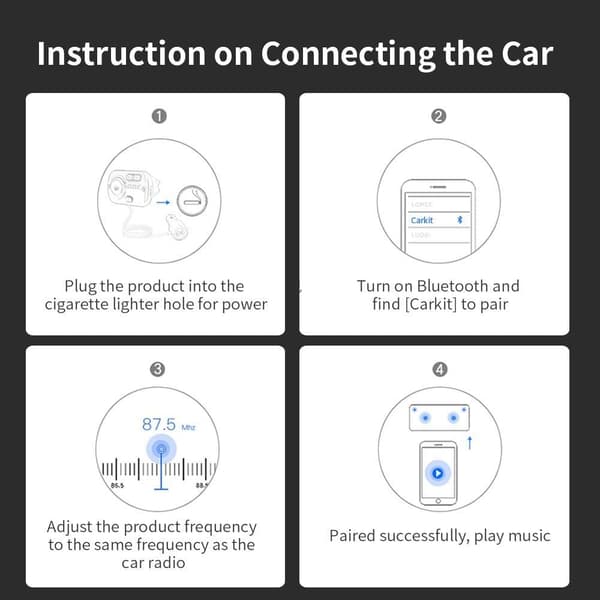 INF Trådløs FM-sender til bil Bluetooth 5.0 QC3