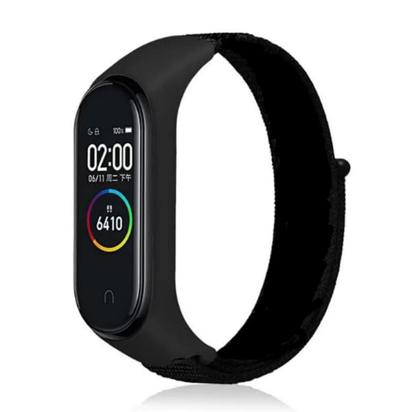 Nylon urrem til Xiaomi Mi Band 3/4/5/6/7 Sort 8 Black