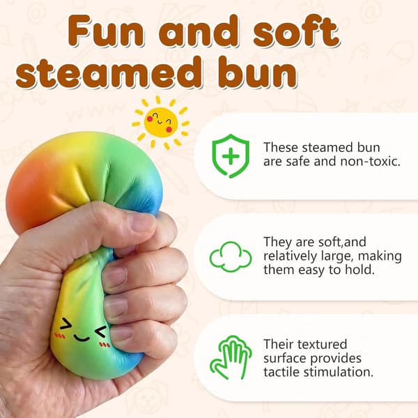Regnbue Dumpling Squishy - Farverigt Bolleformet Stresslegetøj, Sensorisk Dekompressionslegetøj til Afslapning 1 Pcs