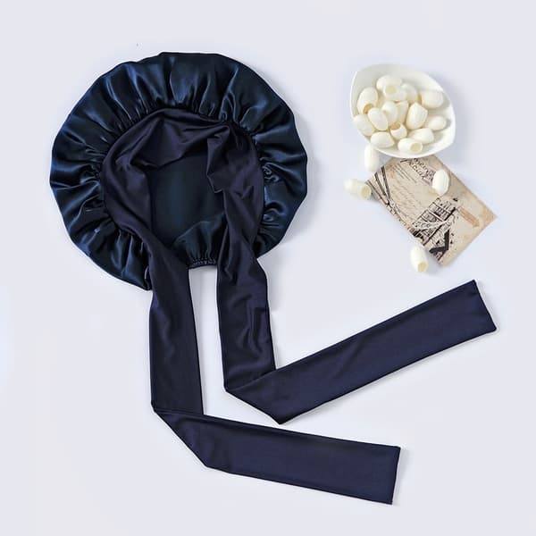 Nattlue Sovehette i 100% silke Marineblå 67 NavyBlue