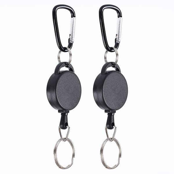 Infällbar nyckelring med karbinhake 2-pack Svart 27 Black