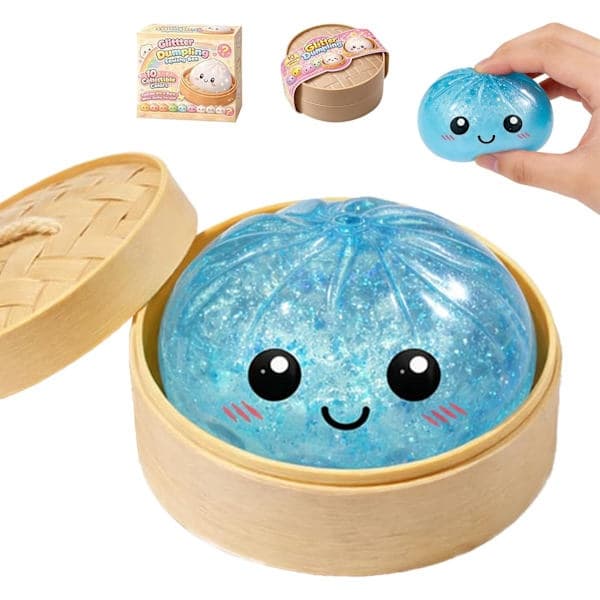 Glitrende Dumplings, Glitrende Dumplings Blød og Sød Gaveæske, Fidget Spinner Sensorisk Blød Æltende Dekompression Dej Dekompression Gave light blue