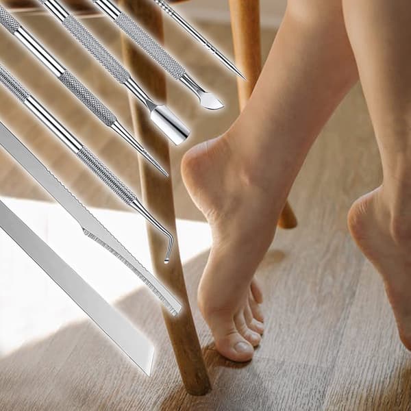 Pedicuresæt med 6 fodplejeværktøjer Sølv 75 Silver