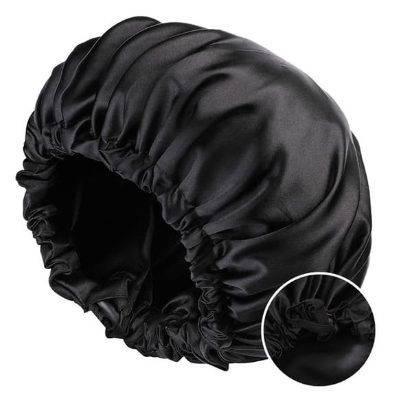 Satin sovehette - Svart 50