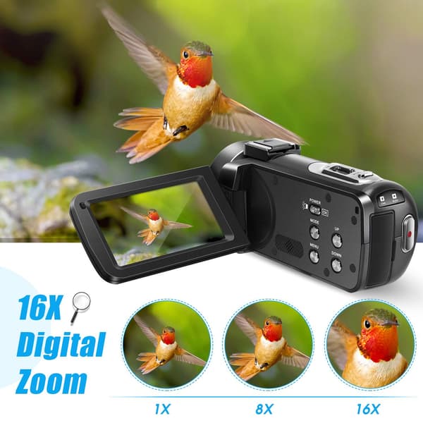 Videokamera 2,7K/36MP/16x zoom/IR nattsyn 500