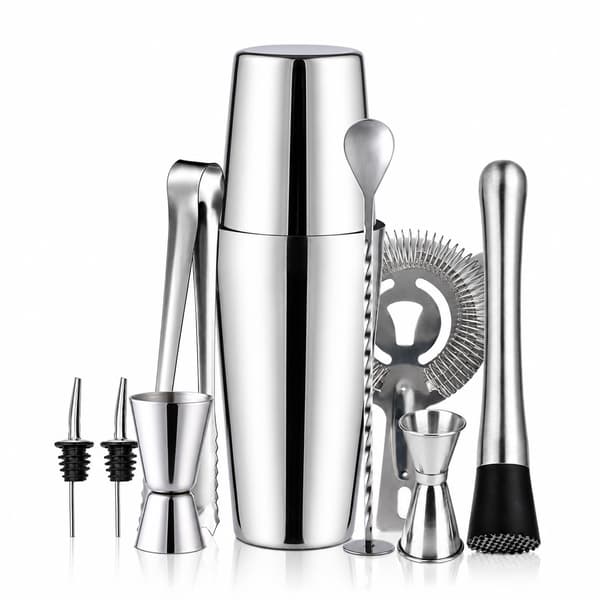 10-delt cocktail sæt, barsæt, shaker 750 ml - Rustfrit stål Sølv 702