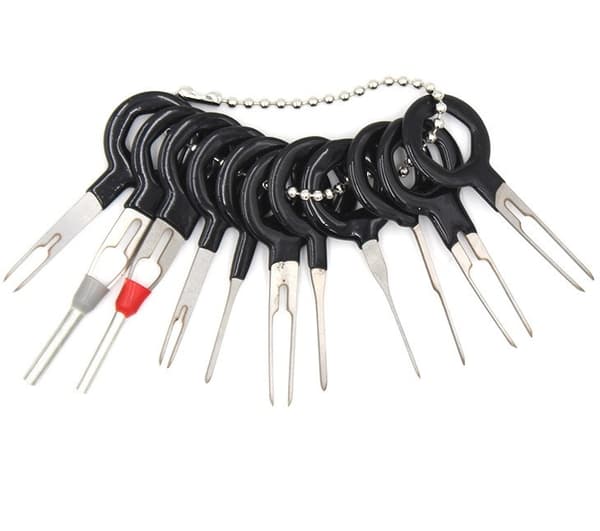 Sæt med 11 stk. værktøj til fjernelse af terminalstifter til biler, sort 15 Black