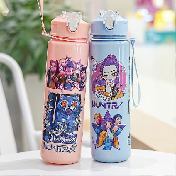 700 ml K-Pop Demon Hunters vattenflaska med sugrör och fällbart lock, bärbar drickskopp för resor, träning och presenter White