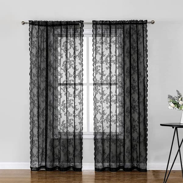 Sorte blonde gardiner 2 stk Sort 100 x 200 cm Sort 100 x 200 cm Black