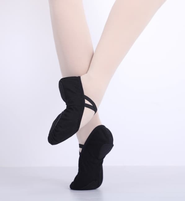 Balletsko med delt sål, flade dansesneakers sorte 6.5 UK Black