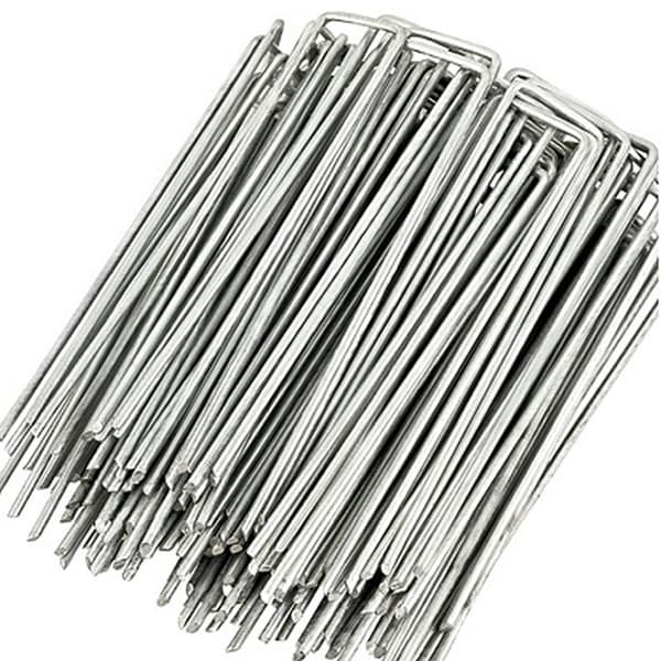 100 stk U-formede ankerplugger for hage Sølv Sølv